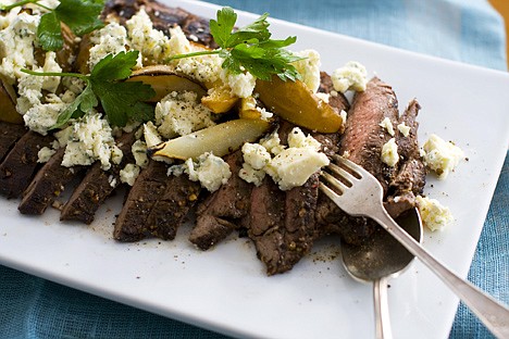 &lt;p&gt;In this image taken on Jan. 17, 2012, Balsamic-Pepper Flank Steak with Grilled Pear and Blue Cheese is shown served on a platter in Concord, N.H. (AP Photo/Matthew Mead)&lt;/p&gt;