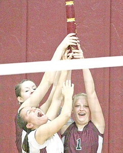 &lt;p&gt;Troy High School seniors prevail in the quest for the much-coveted Spirit Stick. Michaela Curry, left, Alanah True-Silva and Holli Higgins. It was the freshmen with 68 points, sophomores, 73; juniors, 58 and seniors 80.&lt;/p&gt;