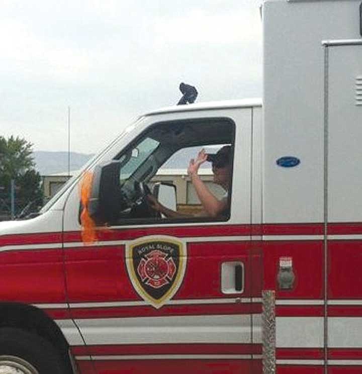 Michelle drives a Grant County Fire District No. 10-11 ambulance in the parade.