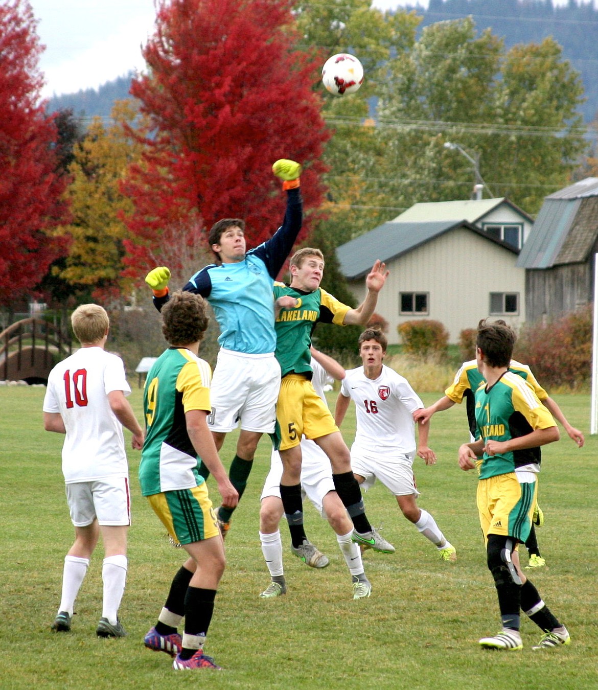 &lt;p&gt;&#151;Photo by ERIC PLUMMER/Bee&lt;/p&gt;&lt;div&gt;Lakeland goalie Max Baker and Brandon Barber attempt to clear a corner kick in the Hawks' 2-1 loss &lt;span class=&quot;aBn&quot; data-term=&quot;goog_169710103&quot;&gt;&lt;span class=&quot;aQJ&quot;&gt;on Monday&lt;/span&gt;&lt;/span&gt; in the 4A Region 1 tournament, which ended their season.&lt;/div&gt;