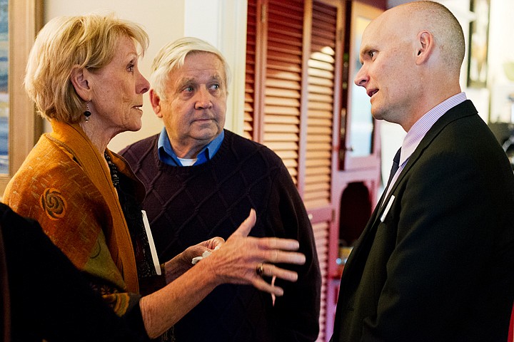 &lt;p&gt;SHAWN GUST/Press Author Anthony Doerr visits with Roberta and David Larsen Friday during a pre-dinner reception at a private lakeside residence in Coeur d'Alene. Following the gathering, Doerr was the keynote speaker at the Idaho Humanities Council&#146;s 9th Annual Distinguished Humanities Lecture and Dinner.&lt;/p&gt;