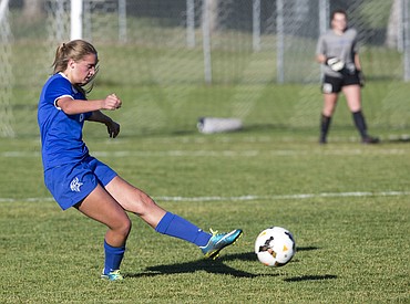 <p>The Lake City High School girls soccer squad plays host to cross town rival Coeur d'Alene for the 5A Region 1 championship on Tuesday, Oct. 11, 2016. Sophomore midfielder Hannah Clark scored on an assist from Havana Johnson in the 72nd minute for Lake City, which rallied from a halftime deficit to beat the Coeur dAlene Vikings 2-1 at the Irma Anderl Soccer Complex at Lake City High.</p>
