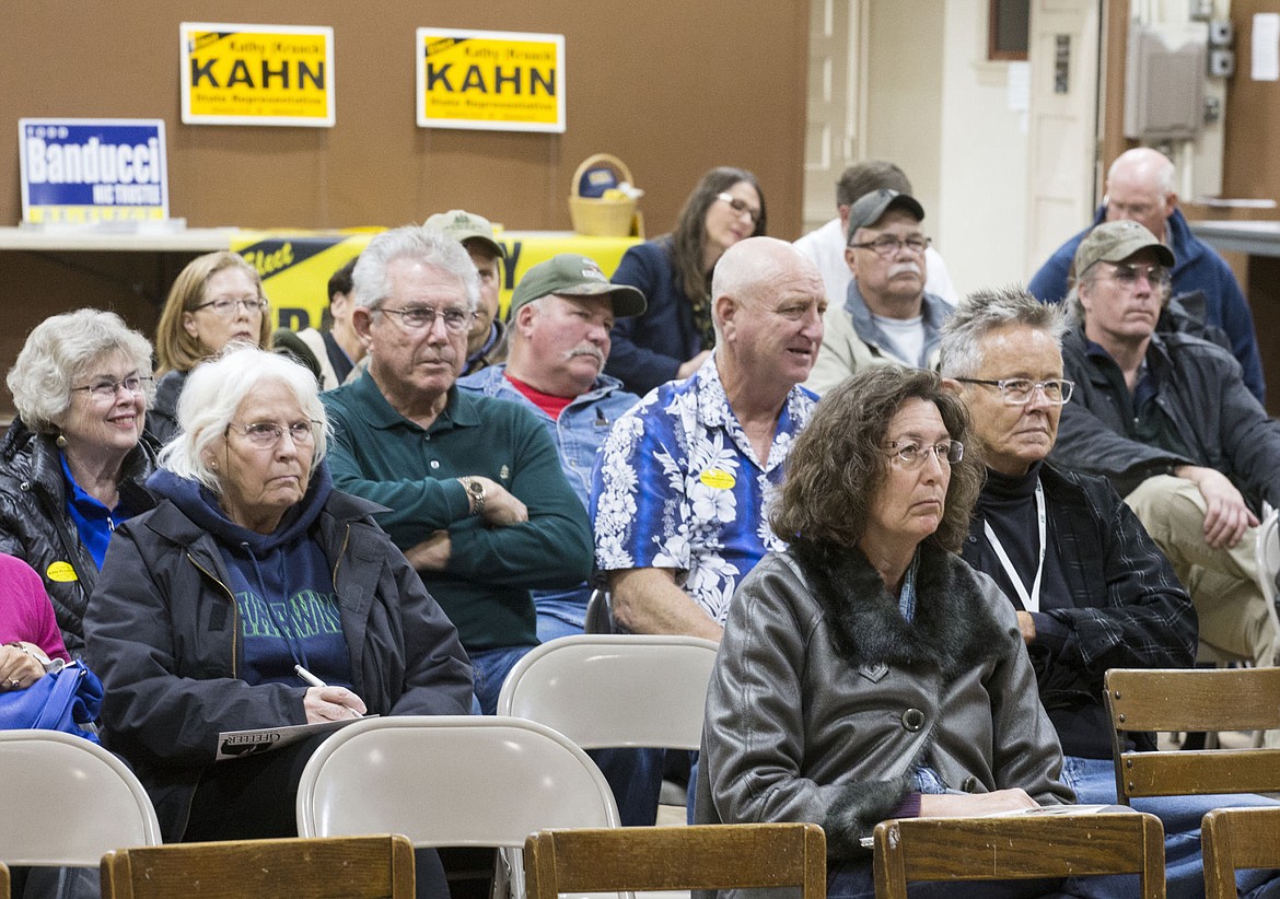 &lt;p&gt;Attendees listen during a candidate forum Wednesday night at the Athol Community Center. Topics included education, health, public safety, jobs and Idaho lands.&lt;/p&gt;