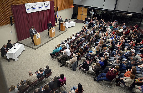 &lt;p&gt;U.S. Sen. Jon Tester, D-Mont., Libertarian candidate Dan Cox and U.S. Rep. Denny Rehberg, R-Mont., debate Sunda night at Flathead Valley Community College in Kalispell.&lt;/p&gt;