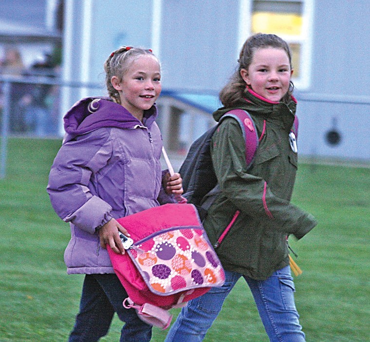 &lt;p&gt;Haylie Webster and Ashlie Welker walk to school last Wednesday
for Ronan's Walk and Bike to School Day event.&lt;/p&gt;