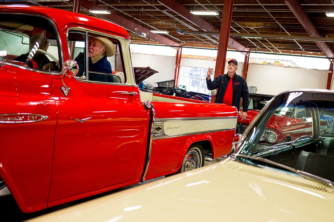 <p>Les Schorzman backs up his fully restored 1957 Chevy Cameo pickup as Cinderella Customs and Restoration owner Joe Fredricks guides him into a parking spot on Friday. Schorzman will be displaying, along with 32 other car owners, his custom creation at the inaugural Cinderella Story indoor car show at the Jacklin Building at the Kootenai County Fairgrounds.</p>