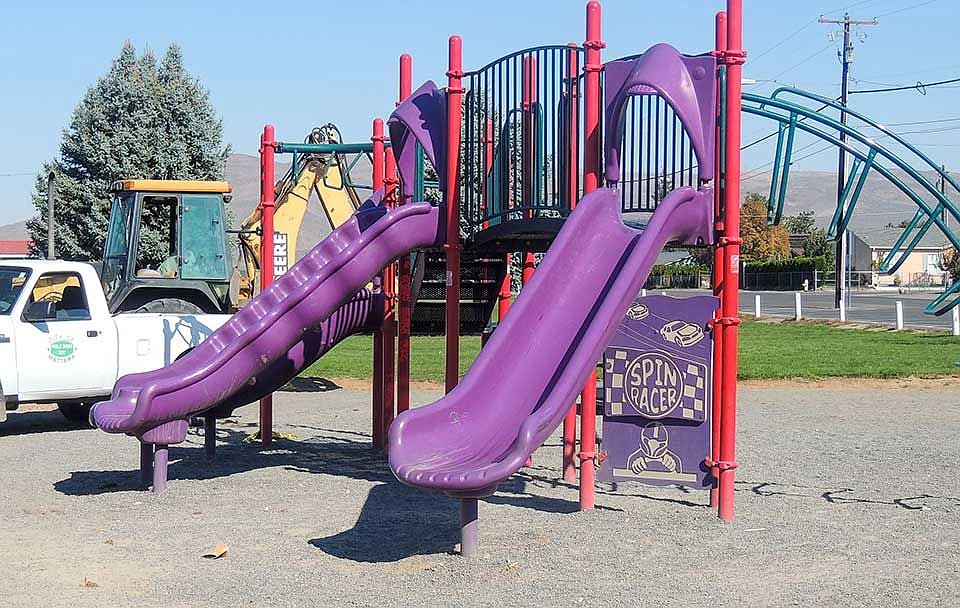 All of the toys in the expanded playground area at Hund Memorial Park are new, except for the Spin Racer, which looks so new that it fits right in.