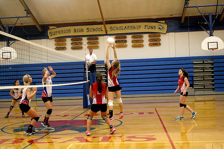 <p>Zoey Osborne returns the volley against Superior on the road. The Lady Red Devils would return to the court to face Two Eagle River later in the week.</p>