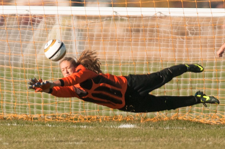 &lt;p&gt;Patrick Cote/Daily Inter Lake Bravettes goalkeeper Payton Pietron makes a diving save Wednesday afternoon during a play-in match between Flathead and Glacier at Kidsports Complex. Wednesday, Oct. 17, 2012 in Kalispell, Montana.&lt;/p&gt;