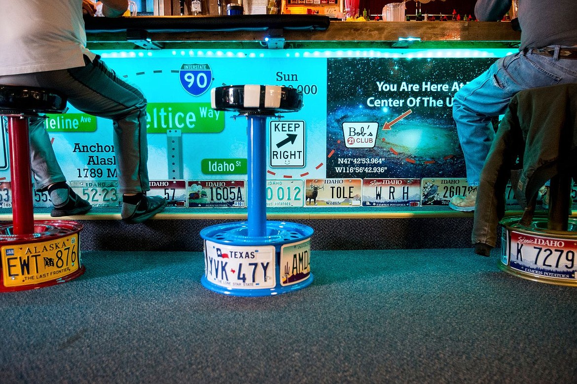 &lt;p&gt;A unique perspective of Post Falls is found all along the bar top as customers sit on top of hand-made bar stools on Friday at Bob's 21 Club.&lt;/p&gt;