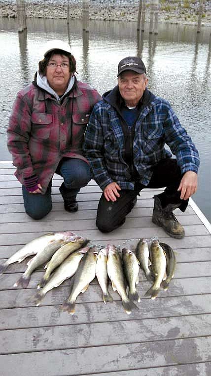 After Googling walleye fishing in the Pacific Northwest, Bill and Beth Fluelling of Canada chose to give Potholes Reservoir and MarDon Resort a try. Here is their catch of the day.