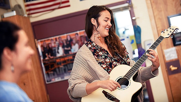 &lt;p&gt;Halladay Quist, right, and Mariah Gladstone, left, teach songs to seventh graders in Jennie Cumbane's class on Tuesday, October 20, at Cayuse Prairie. (Brenda Ahearn/Daily Inter Lake)&lt;/p&gt;