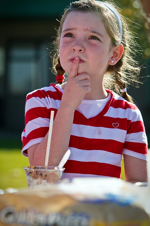 &lt;p&gt;Jaelyn Young, 7, contemplates the size of the Rathdrum Aquifer during a class presented Thursday by the Panhandle Health District at Atlas Elementary. Environmental Health specialists used cereal, milk, ice cream, decorative sprinkles and juice to explain how the aquifer works as they helped children construct the different levels of the aquifer.&lt;/p&gt;