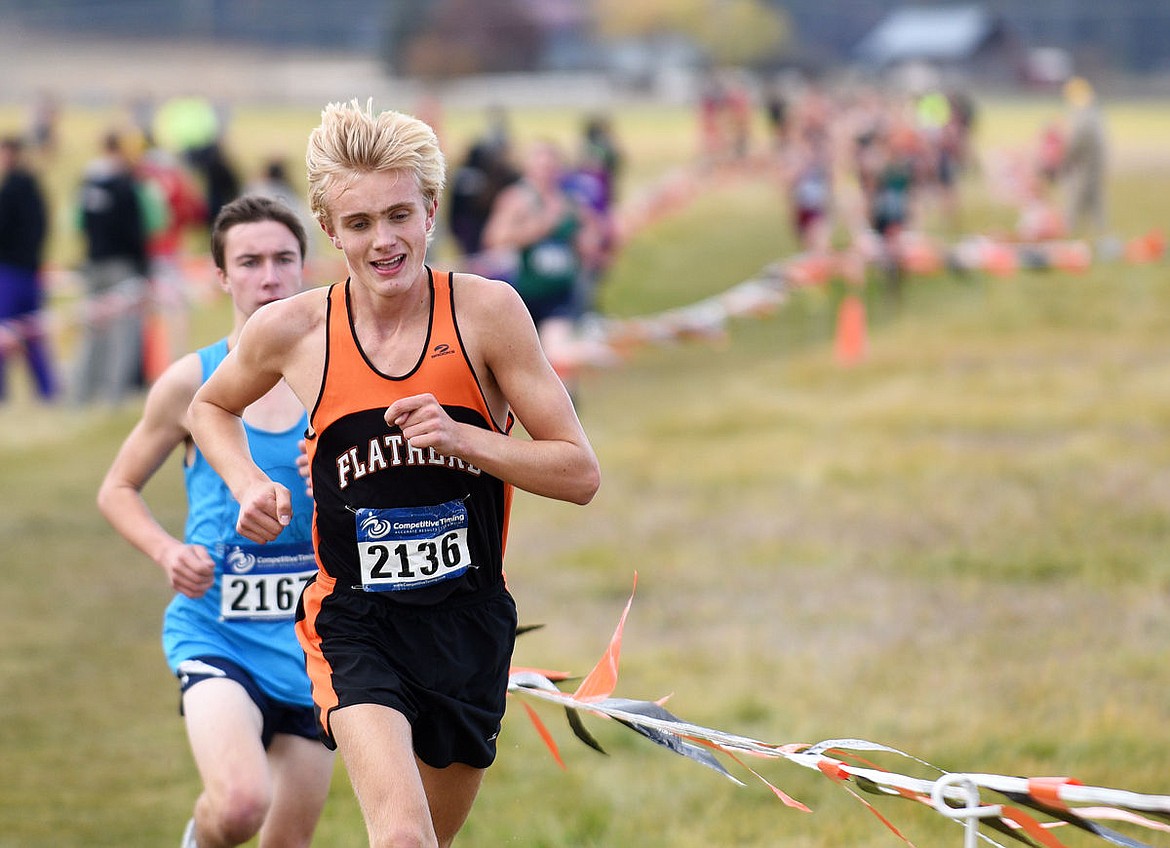 &lt;p&gt;Flathead sophomore Ben Perrin starts to distance himself from the pack during the first lap of the Montana Cross Country Championship at Rebecca Farm on Saturday. (Aaric Bryan/Daily Inter Lake)&lt;/p&gt;