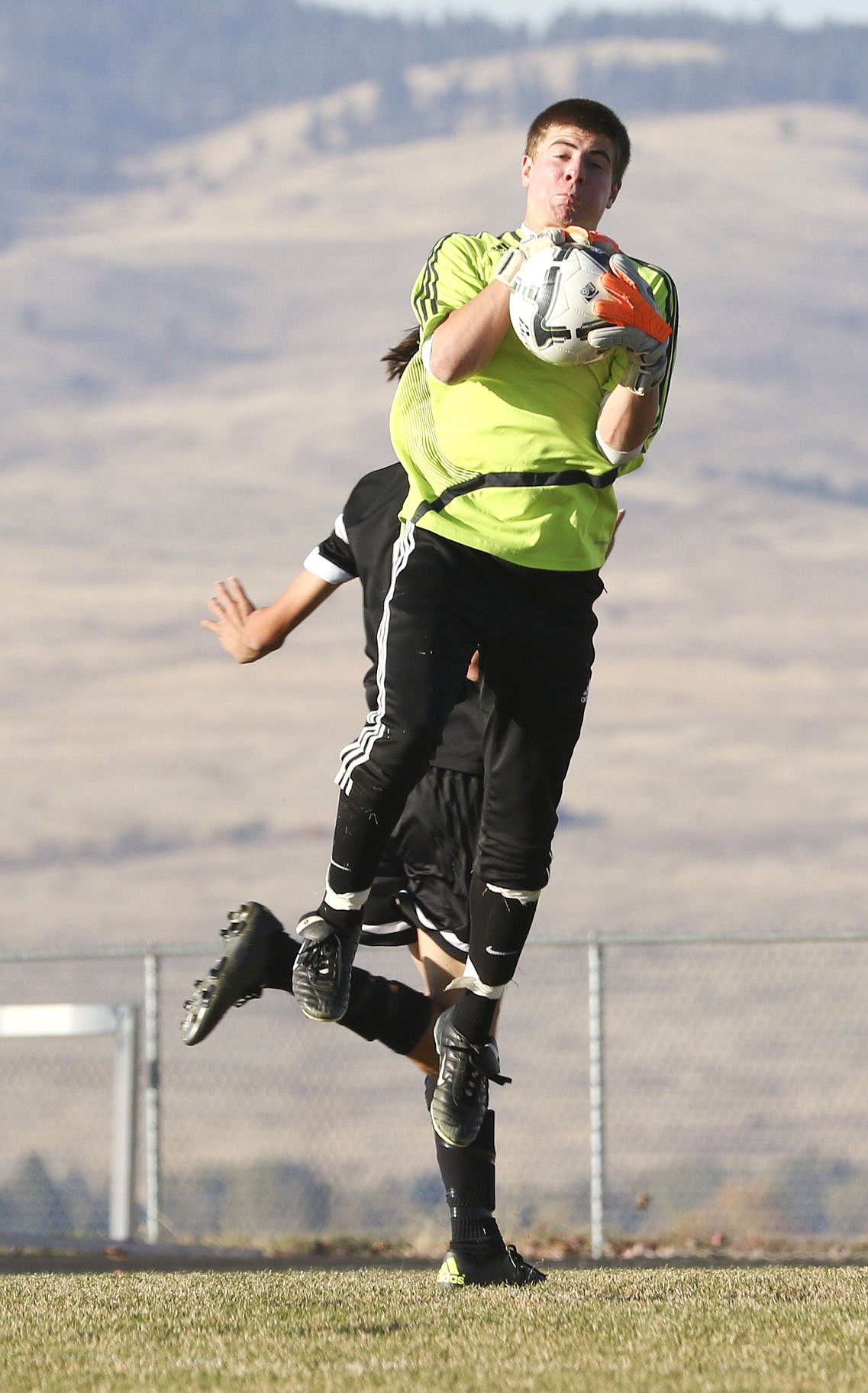 &lt;p&gt;Polson's Russell Smith jumps to make a save on Saturday afternoon against Billings Central.&lt;/p&gt;