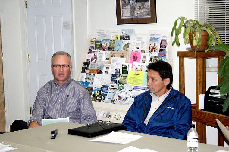 &lt;p&gt;Joel Black and Frank Creasia of Blackfoot Telephone Services discuss the possibility of bringing high-speed internet to more people in Mineral County during the Chamber of Commerce meeting.&lt;/p&gt;