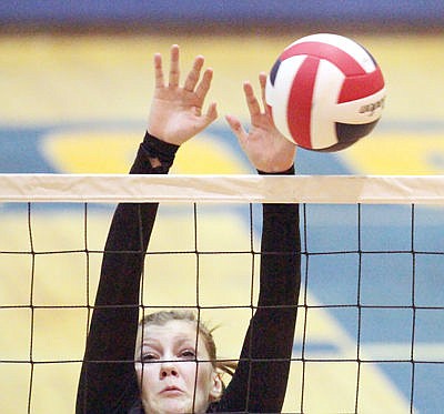 &lt;p&gt;Junior Allie Brown blocking in third game vs. Libby Oct. 20. Libby in three: 21-25, 25-17, 25-20, 28-26.&lt;/p&gt;