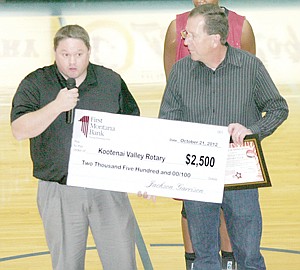 &lt;p&gt;First Montana Bank President Jackson Garrison presents a $2,500 check to Rotary President Darren Coldwell.&lt;/p&gt;