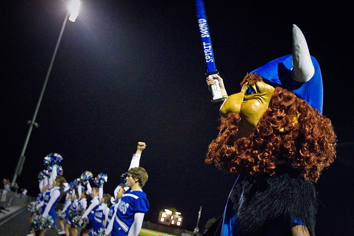 &lt;p&gt;JEROME A. POLLOS/Press The Coeur d'Alene High mascot Victor the Viking waves his spirit sword to motivate the crowd Friday as their varsity football team battled the Trojans on their home turf&lt;/p&gt;