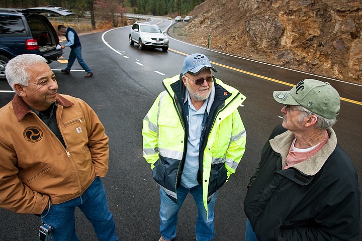 &lt;p&gt;Jimmie Dorsey, East Side Highway District commissioner, far right, talks about the Fernan Lake Road project with Bryan Hausman, inspector for the Federal Highway Administration, center, and Pete Gonzalez, project engineer for the Federal Highway Administration, following a ceremony Tuesday at the improved boat launch site on the lake.&lt;/p&gt;