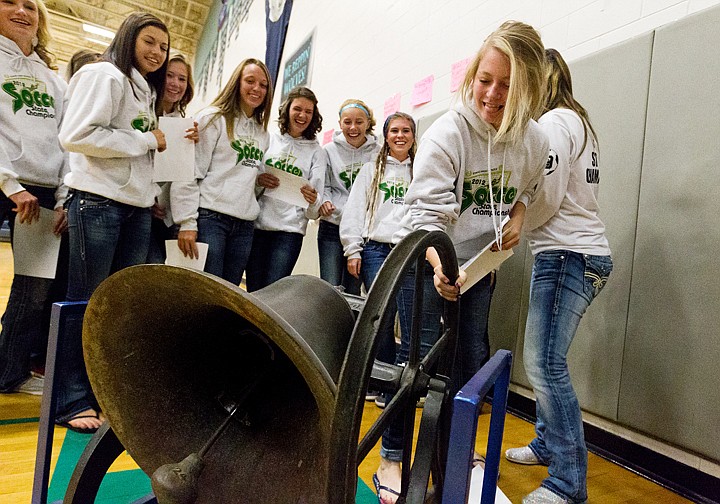 &lt;p&gt;SHAWN GUST/Press Surrounded by team mates, Katey Hindberg, a senior at Lake City High School, rings a bell Monday during a school assembly to celebrate the girls soccer state title championship over the weekend. A school tradition, the bell is rang anytime a state athletics title is won.&lt;/p&gt;