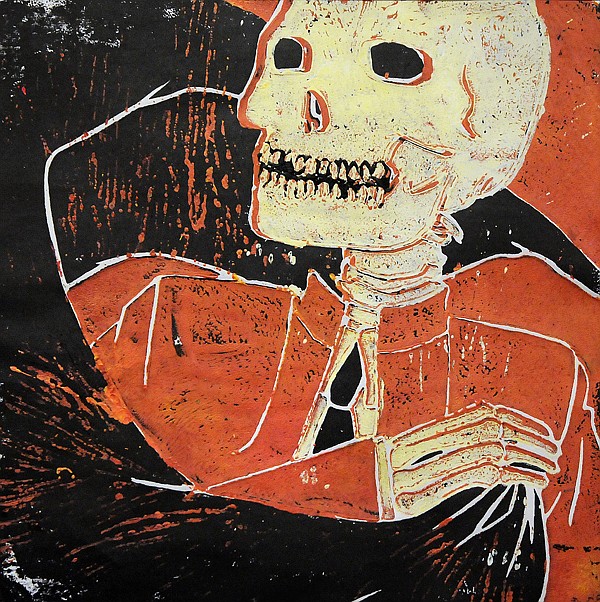 Shelbi Paulus and other students from Columbia Falls High School created a series of works called Reduction Prints and Skeletons which is on display at the Stumptown Art Studio in Whitefish.