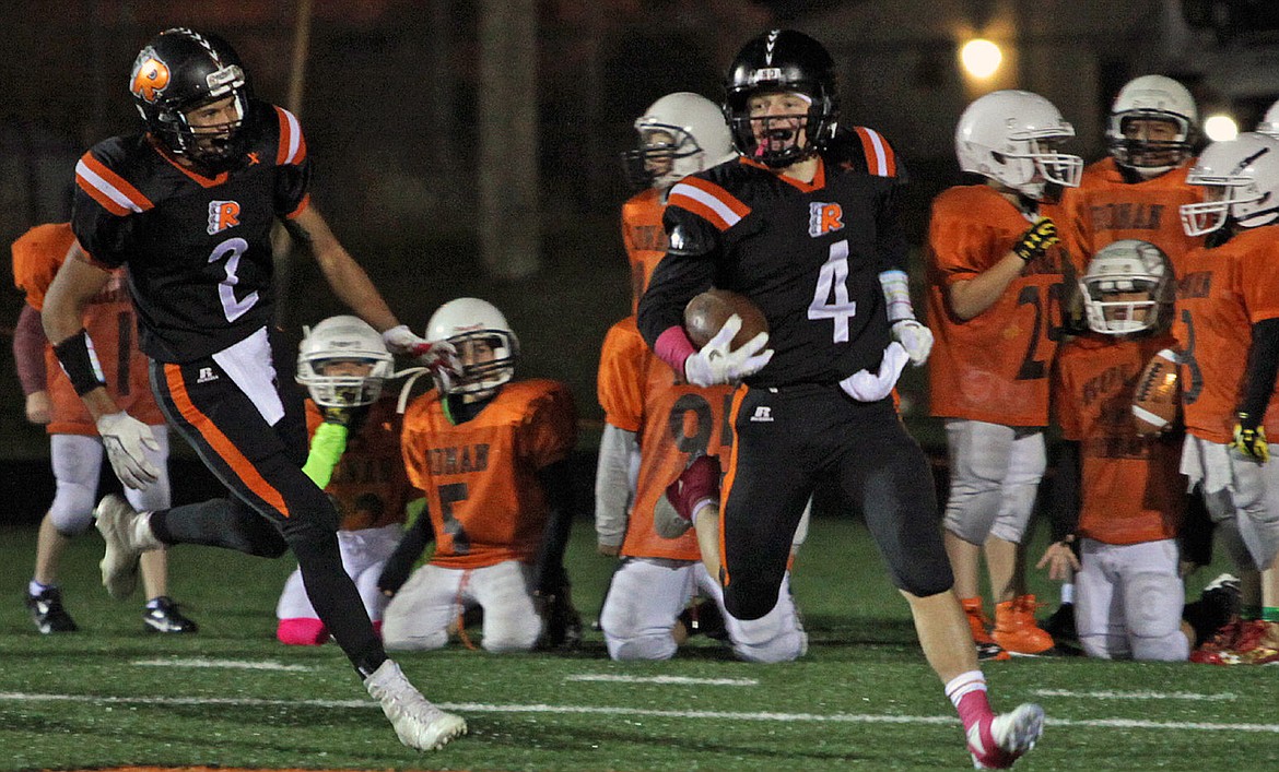 &lt;p&gt;RONAN WR &lt;strong&gt;David Silgen and Happy Cheff&lt;/strong&gt; celebrate a touchdown against Deer Lodge. The Chiefs will play Columbus Saturday at Columbus High School.&#160;&lt;/p&gt;