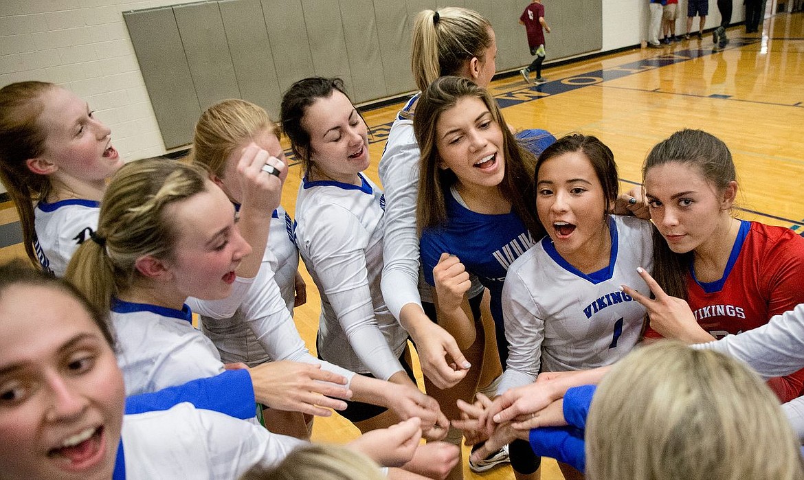 &lt;p&gt;JAKE PARRISH/Press&lt;/p&gt;&lt;p&gt;The Coeur d'Alene High varsity volleyball team break from a huddle after a timeout during the 5A Region 1 tournament match-up on Oct. 20 at Lake City High School.&lt;/p&gt;