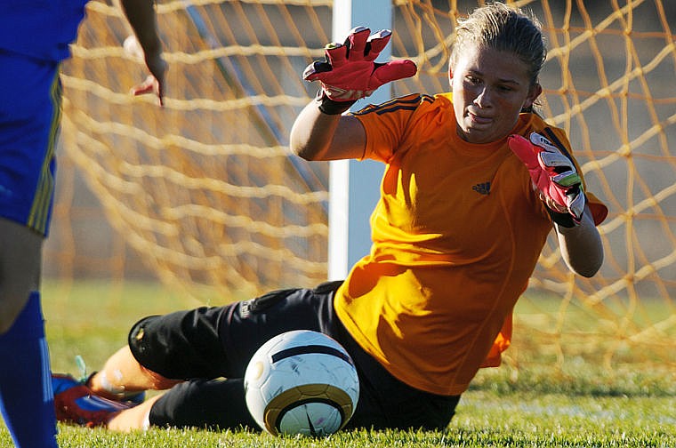 &lt;p&gt;Flathead junior keeper Zoe Zander makes a save Thursday afternoon during Flathead's 3-2 playoff victory over Missoula Big Sky at Kidsports Complex.&lt;/p&gt;