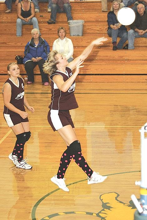 Nick Ianniello/Mineral Independent Alberton Lady Panther Jenna Rausch slaps one over the net.