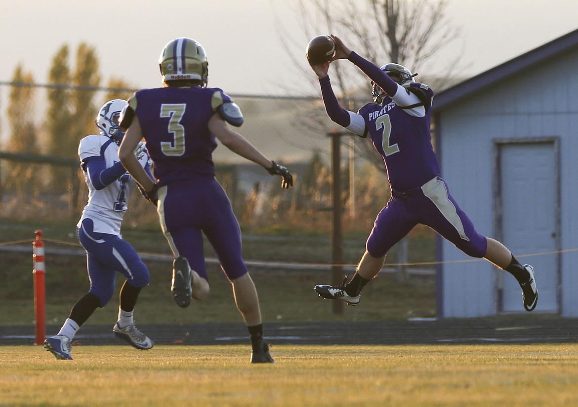 &lt;p&gt;Polson's Jacob Harrod goes up for an interception in the first quarter of their game against Havre on Friday night.&lt;/p&gt;