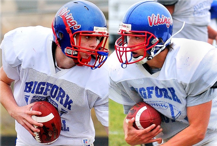 In this photo composite, Bigfork quarterback Christian Ker is at left and running back Travis Knoll is at right. Ker is completing just over 50 percent of his passes for 953 yards and 11 touchdowns. Knoll has rushed for 1,282 yards and 20 touchdowns.