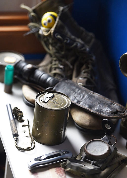 &lt;p&gt;An arrangement of some of Ed Kuglers memorabilia from Vietnam on display near a window in his office on Tuesday, October 25, in his home in Big Arm. Items include the last pair of boots he wore in the jungle, his compass, Ka-Bar combat knife. Peeking out from inside the boots is a toy bee. Bees are a symbol Kugler uses to explain what Post Traumatic Stress Disorder feels like, he says it is like bees inside his brain. (Brenda Ahearn/Daily Inter Lake)&lt;/p&gt;