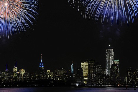 &lt;p&gt;A fireworks display is visible from Bayonne, N.J., over the Statue of Liberty to commemorate the 125th anniversary of the statue, on Friday night.&lt;/p&gt;