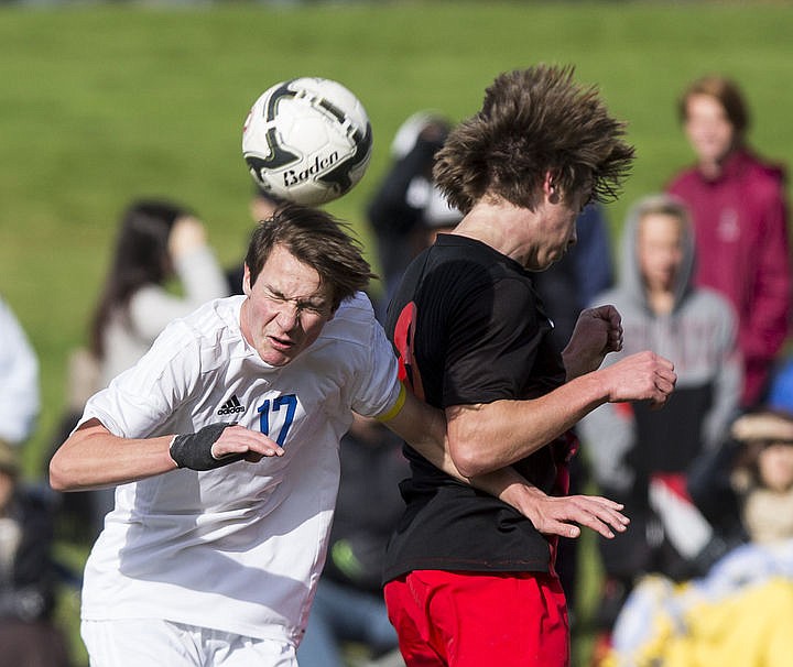 &lt;p&gt;Coeur d'Alene's Justin Kofmehl goes up for the header during the 5A Championship game against Boise High School on Saturday, Oct. 22, 2016 at Coeur d'Alene High School. The Vikings fought well but fell 3-1 to the Braves.&lt;/p&gt;