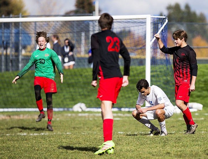 &lt;p&gt;Boise High School players celebrate their 3-1 5A Championship win as Coeur d'Alene's Gabe Nazemi (11) reflects.&lt;/p&gt;