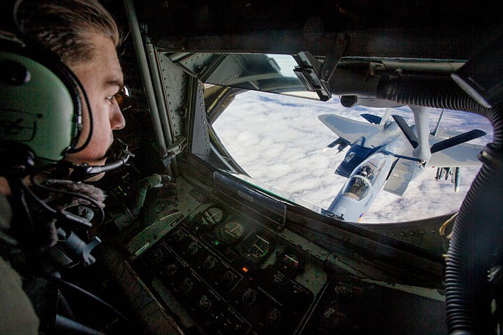 &lt;p&gt;Air Force Senior Airman Tim Weber operates the refueling boom as it refuels a F-15C fighter jet at an altitude of about 24,000 feet during a training mission on Tuesday, Oct. 11, 2016. Weber and the pilot of the aircraft being refueled communicate via lights, hand signals and vocal commands as they complete the refueling process while the two aircrafts match their speeds of about 500 miles-per-hour.&lt;/p&gt;