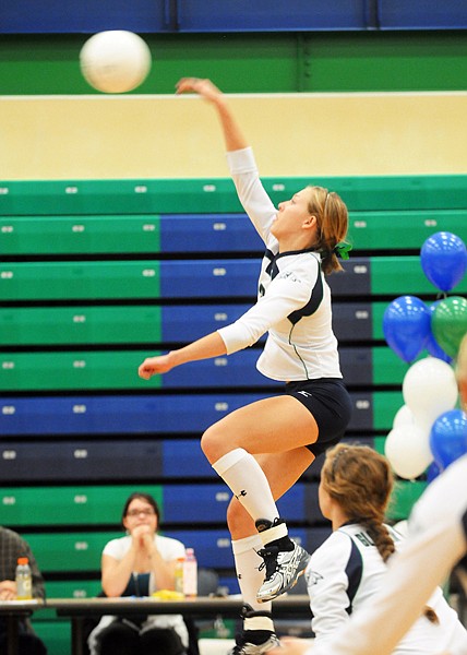 &lt;p&gt;Glacier senior Lexy Boschee (3) hits the ball back over the net
during the first game against Missoula Hellgate on Tuesday night in
Kalispell. Glacier won the match 25 to 15.&lt;/p&gt;