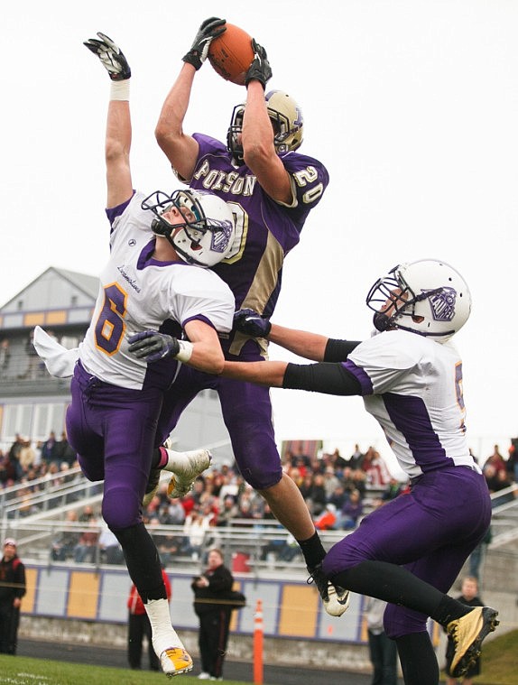 &lt;p&gt;Polson senior Will Davey (20) pulls down a pass in the end zone for a touchdown against Laurel in Class A football playoff action.&lt;/p&gt;