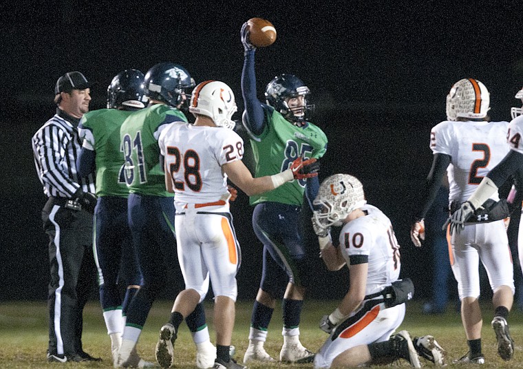 &lt;p&gt;Glacier's senior wide receiver Anthony Gugliuzza (85) holds up
the ball after a big reception during Glacier's playoff victory
over Billings Senior Friday night at Legends Stadium.&lt;/p&gt;