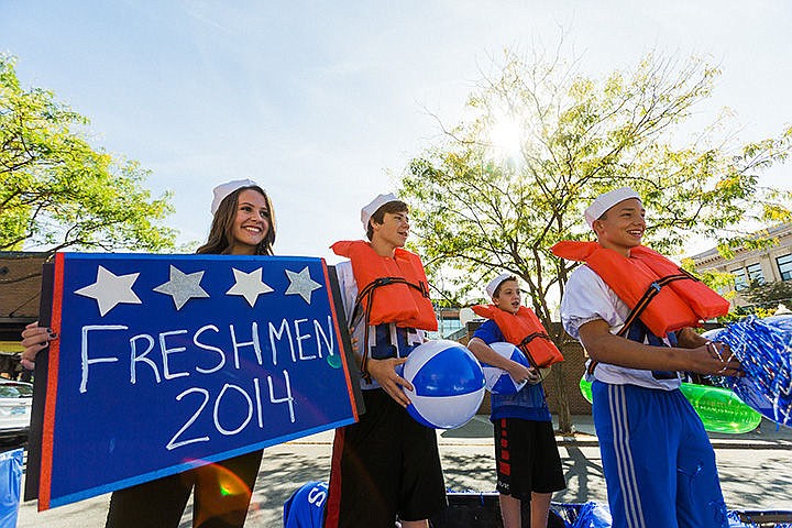 &lt;p&gt;SHAWN GUST/Press&lt;/p&gt;&lt;p&gt;Students on the freshman float reacts to cheers from spectators during Coeur d&#146;Alene High School&#146;s homecoming parade Friday on Sherman Avenue in Coeur d&#146;Alene. From left, Georgia Worell, Brady Thompson, Bracken Curtis and Noah Throm.&lt;/p&gt;