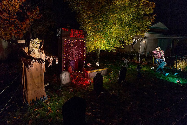 &lt;p&gt;SHAWN GUST/Press&lt;/p&gt;&lt;p&gt;A Halloween scene sure to frighten is illuminated in the front yard of Shawn Lambert&#146;s Coeur d&#146;Alene home on west Fallview Drive.&lt;/p&gt;