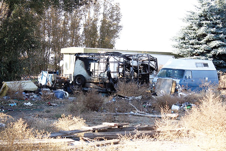 This motor home was demolished by an early morning fire on Stone
Road Northeast Wednesday.