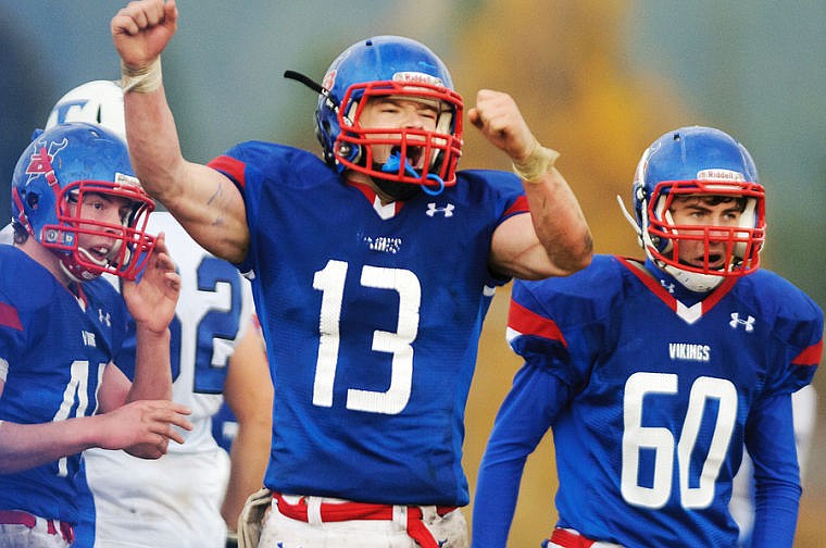 &lt;p&gt;Bigfork senior Boyd Rieke (13) celebrates after a defensive stop Saturday afternoon during Class B opening-round football playoff action with Townsend in Bigfork.&lt;/p&gt;