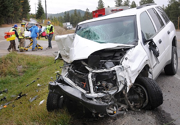 &lt;p&gt;The collision on U.S. 93 mangled the front end of this sport utility vehicle. Two trucks, a small car and the SUV were involved.&#160;&lt;/p&gt;