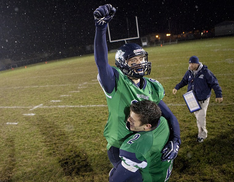 &lt;p&gt;Glacier's senior wide receiver Anthony Gugliuzza (85) celebrates
with Andrew Nelson (2) after Glacier's playoff victory over
Billings Senior Friday night at Legends Stadium.&lt;/p&gt;