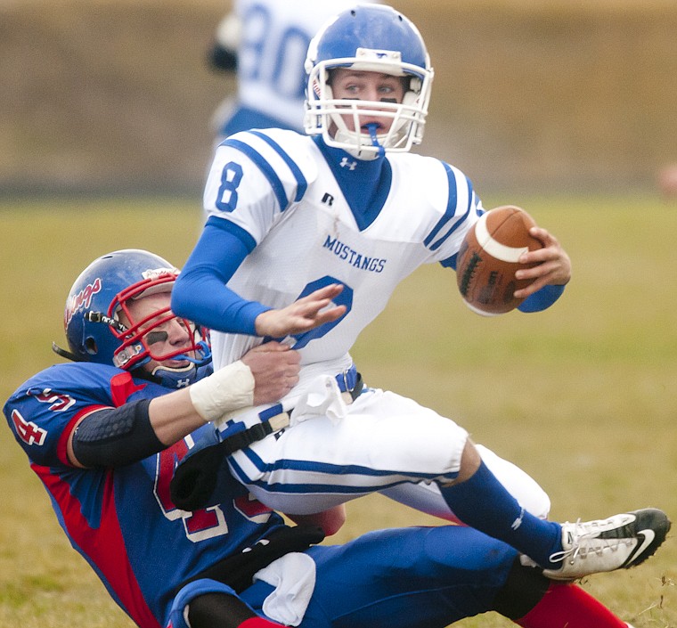 &lt;p&gt;Bigfork's Connor Coleman (45) takes down Malta quarterback
Kendall Denham (8) during Bigfork's loss to Malta in the
quarterfinal game of the Class B Tournament Saturday afternoon.&lt;/p&gt;