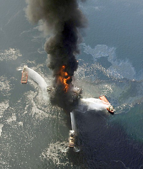 &lt;p&gt;The Deepwater Horizon oil rig burns after an explosion on April 21 in the Gulf of Mexico, off the southeast tip of Louisiana.&lt;/p&gt;