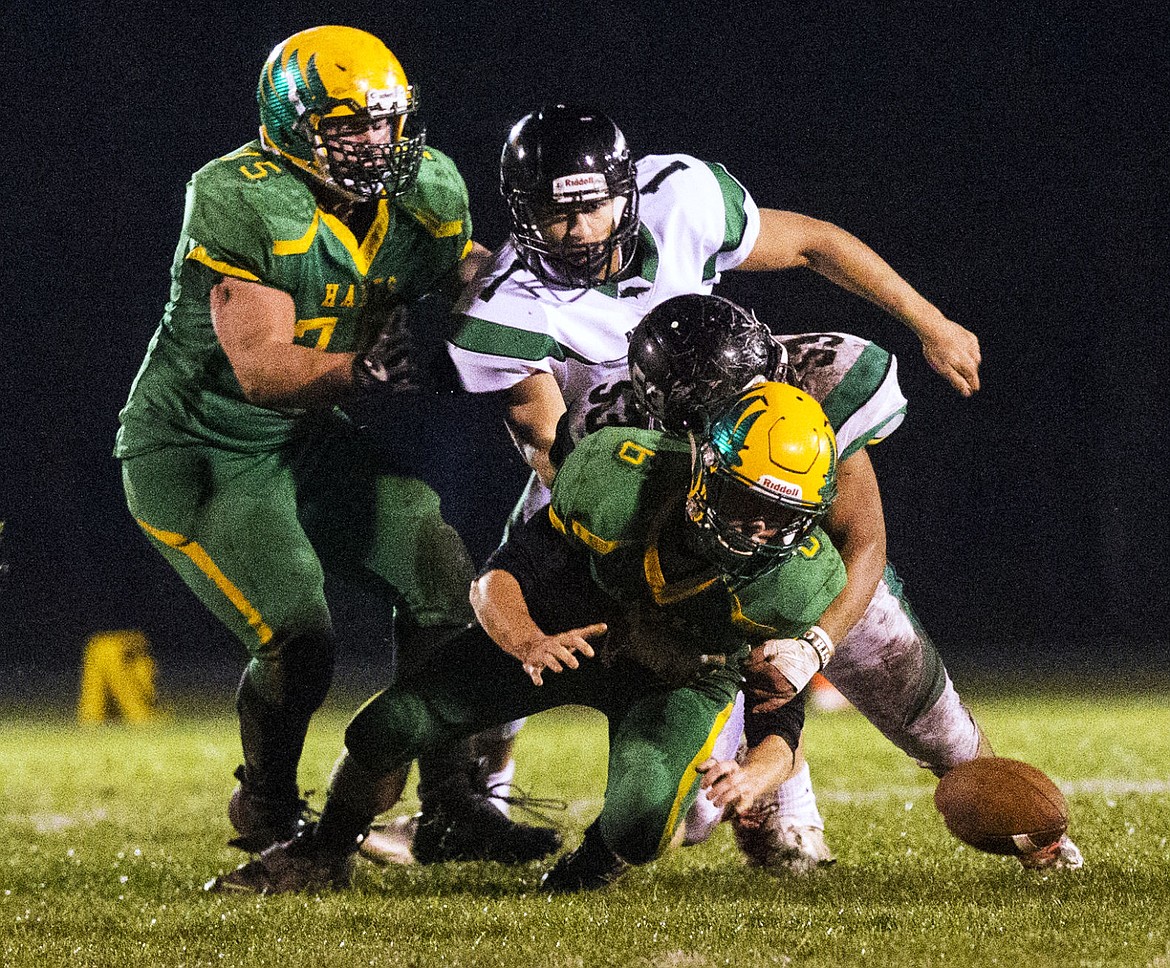 &lt;p&gt;LOREN BENOIT/Press Lakeland quarterback Ryan Pote (6) fumbles the ball in the second half of Friday night's 4A playoff game against Blackfoot High School. Blackfoot won 35-14.&lt;/p&gt;