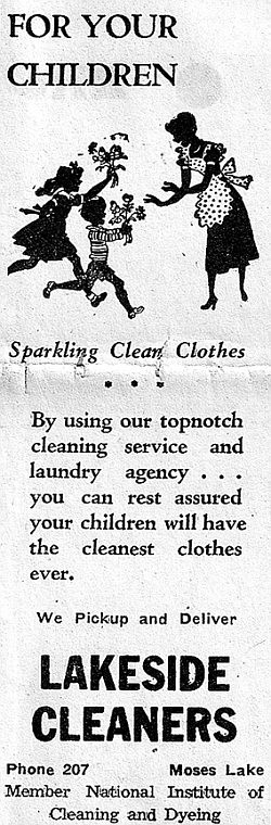 For sparkling clean clothes, call Lakeside Cleaners at 207. They
pickup and deliver.